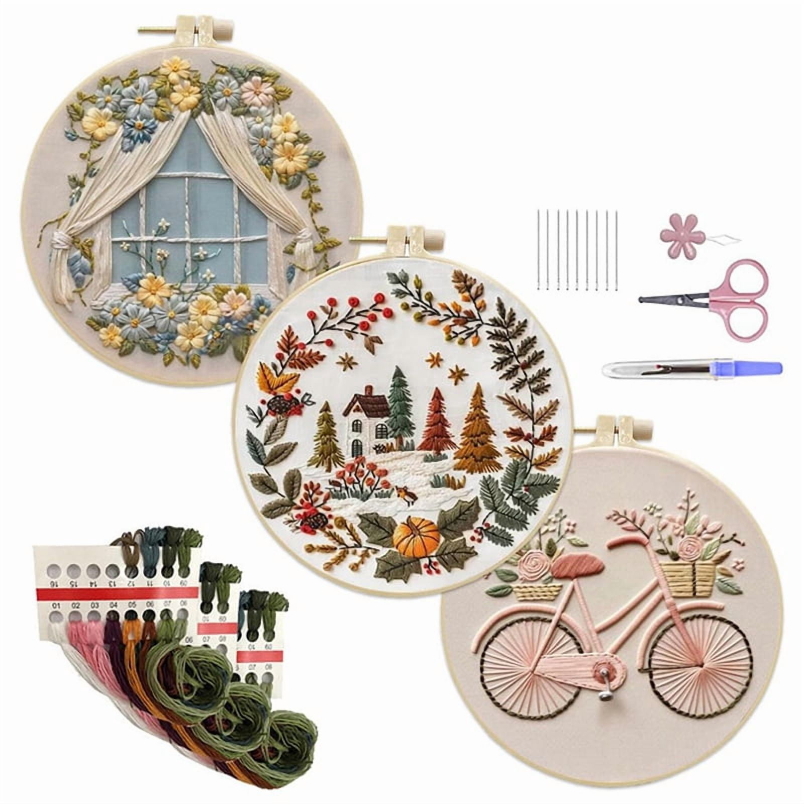 3 Beginner Embroidery Kits, DIY - Kit for Adults, Includes 3 Embroidery ...