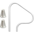 3 Bend Return to Deck Polymer Swimming Pool Handrail, White & Pool Ladder and Railing Anchor