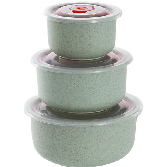 3PCS Ceramic Nesting Bowls with Lids, Food Storage Containers, Kitchen Bowl Set, For Prep, Mixing and Serving, Microwave and Dishwasher Safe