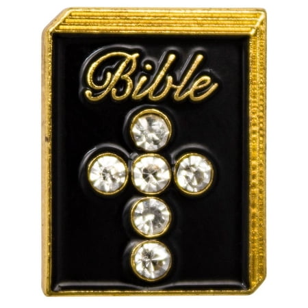 3 Bible Pins with Rhinestone Cross Gold & Black 3 Pins