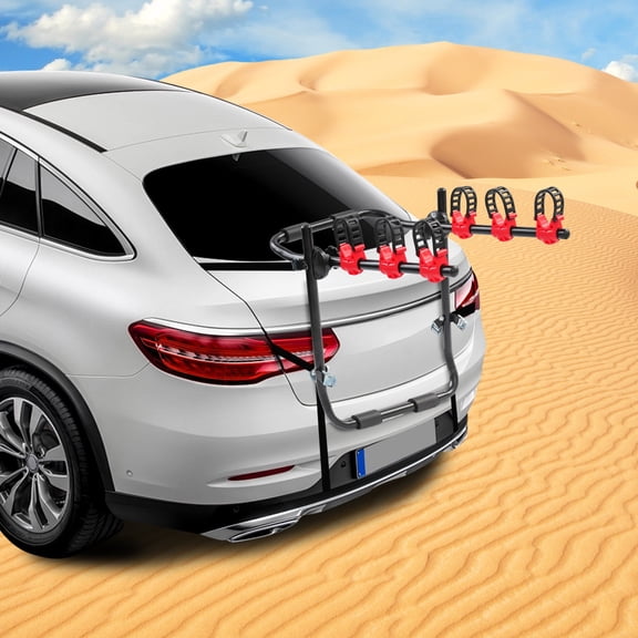 3-Bike Trunk Mount Rack Carbon Steel & Nylon 20kg Load for SUV Minivan Automobile