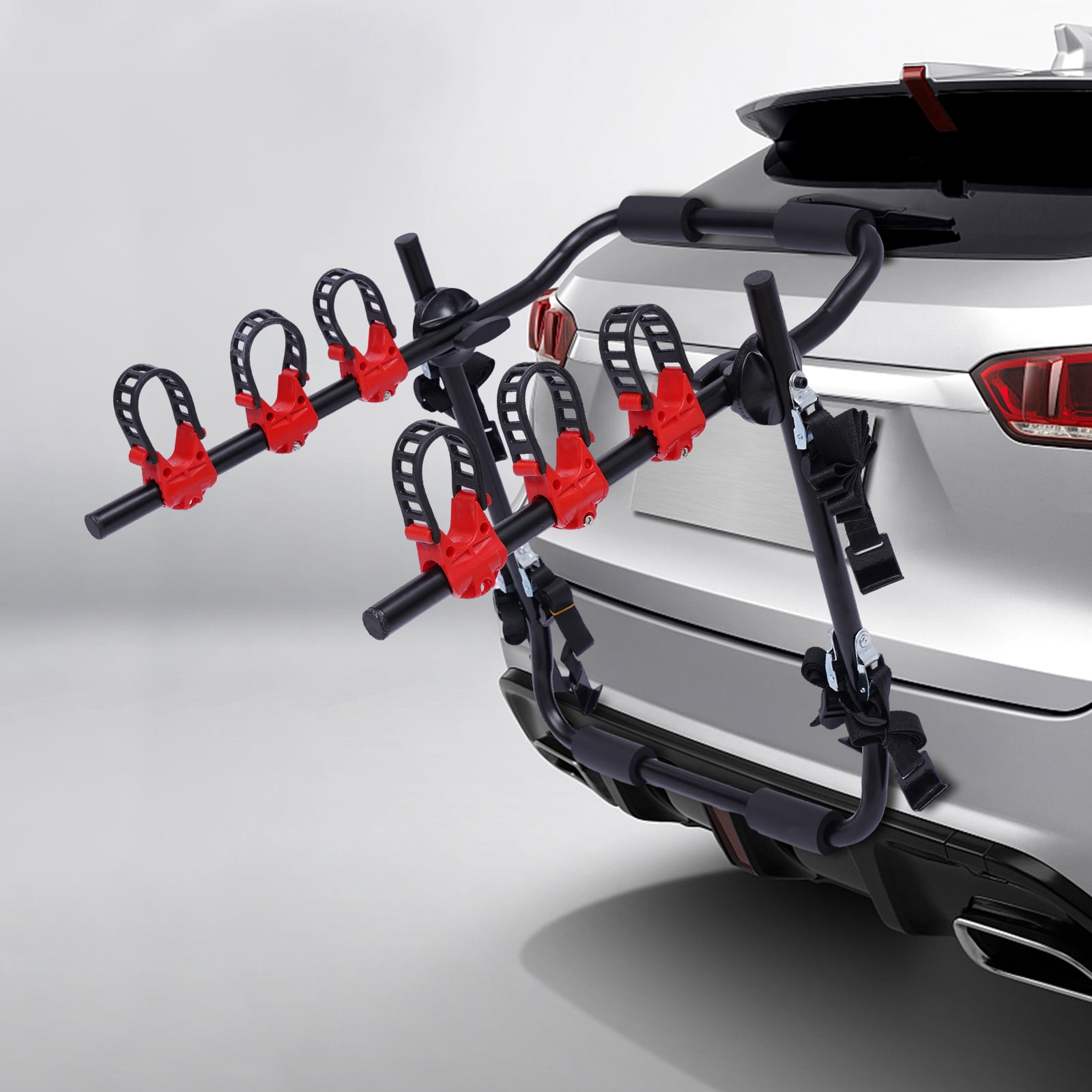 3-Bike Trunk Mounted Bike Rack - Easy Installation, Secure Fit, 20kg Capacity, Adjustable Ropes & Safety Buckles for Cars, Trucks, SUVs