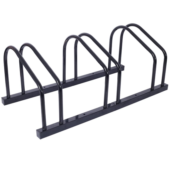 , 3 Bikes Floor Bike Stand, Bike Parking Rack Garage Bike Storage Stand Indoor/Outdoor 22-28" Wheel Stand, Max. Tire Width 2.15",black painted, Black ,Steel ,
