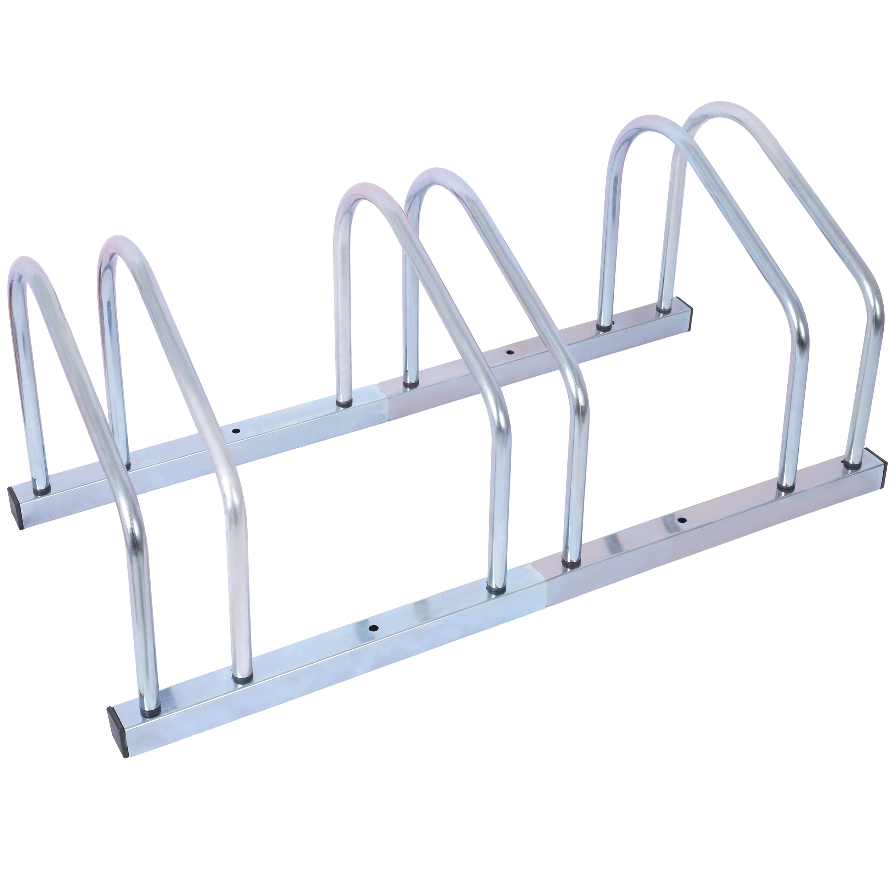 , 3 Bikes Floor Bike Stand, Bike Parking Rack Garage Bike Storage Stand Indoor/Outdoor 22-28" Wheel Stand, Max. Tire Width 2.15",galvanization, Silver ,Steel ,