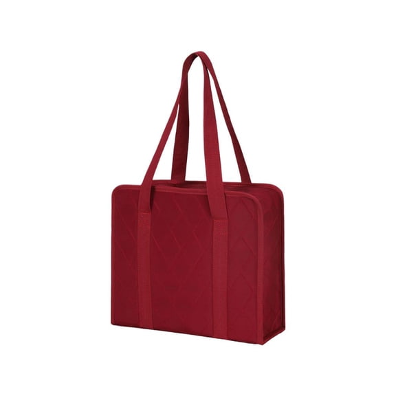 3- Binder Organizer Bag – Burgundy Polyester Craft Storage Bag with Multiple Pockets & Dual-Zipper Closure, Sewing Project Organizer Fits Most 3 Binders