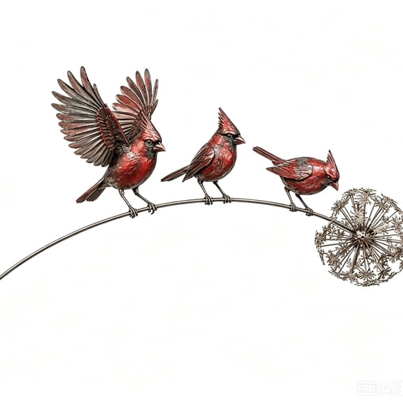 3 Birds Garden Stake Decor, Flat Metal Bird Yard Art for Flower Beds, Planters, Patio and Backyard Landscaping, Outdoor Garden Ornament with Ground Spike
