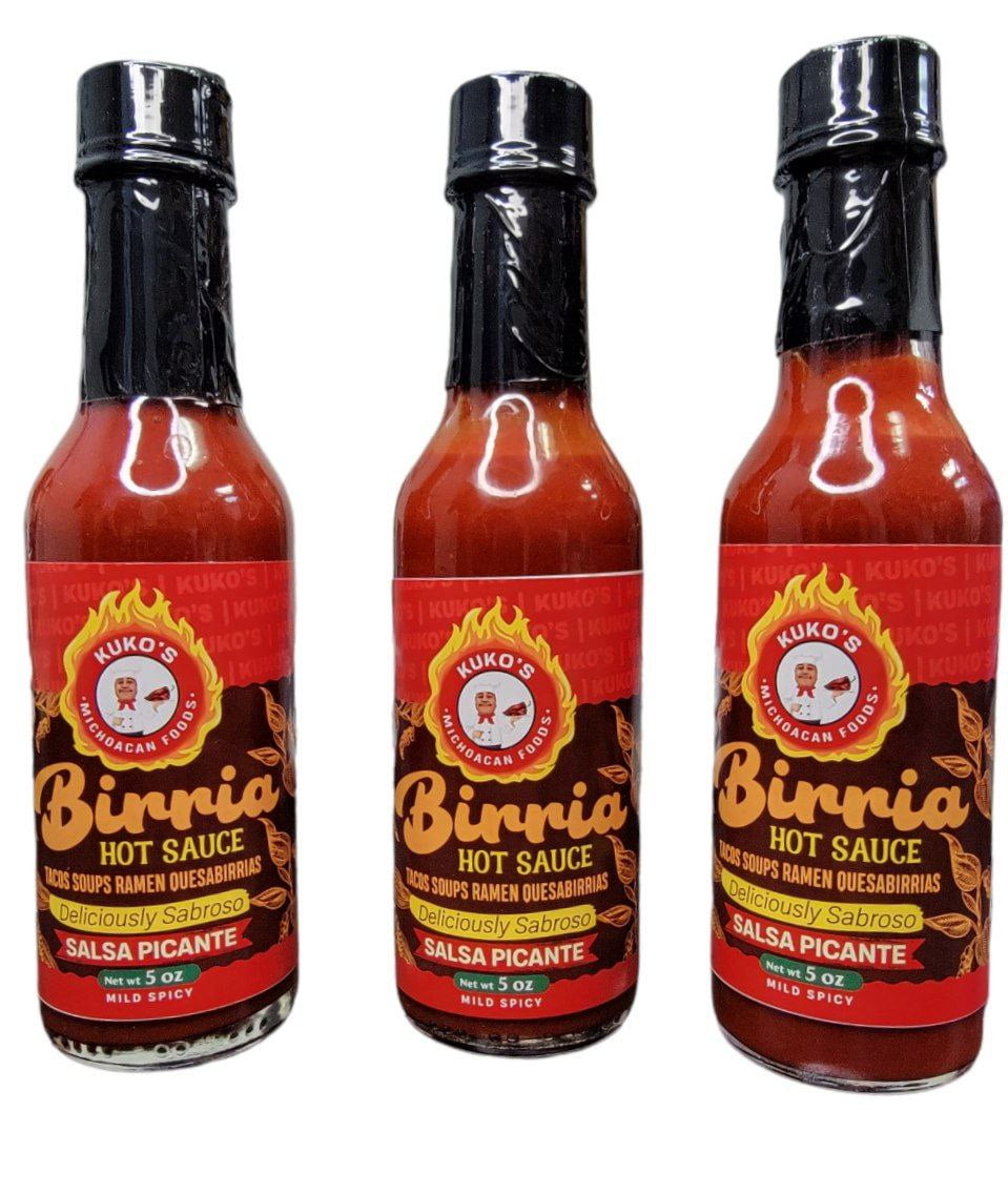 3 Birria Hot Sauce Salsa picante mild, tacos. burritos, Ramen, soup