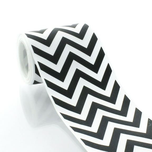 3" Black Chevron ZigZag Grosgrain Ribbon 5 Yard