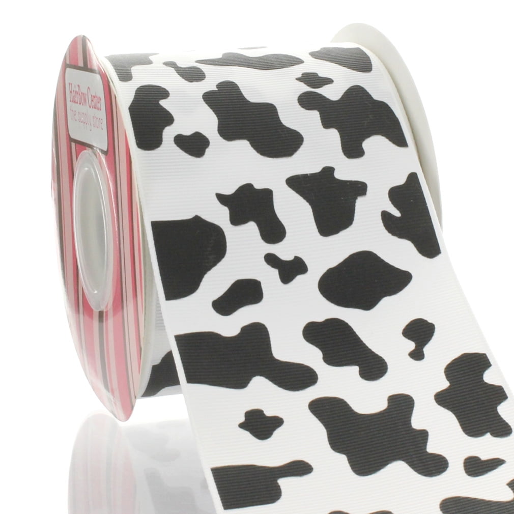 3" Black Cow Grosgrain Ribbon 25 Yard