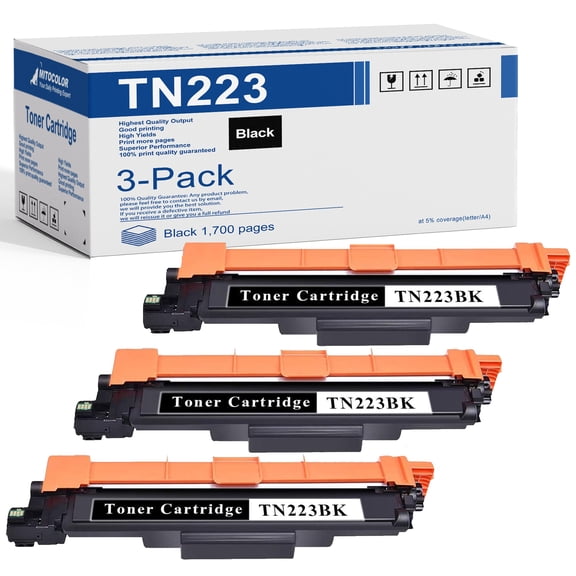 3 Black TN223 / TN223BK Toner Cartridge Replacement for Brother MFC-L3770CDW L3710CW L3750CDW L3730CDW HL-3210CW 3230CDW 3270CDW 3290CDW DCP-L3510CDW L3550CDW Printer