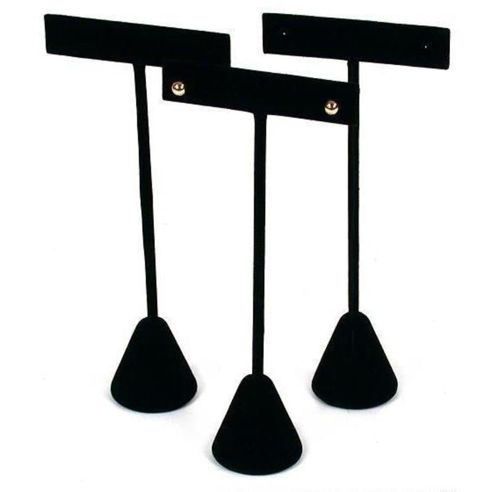 FINDINGKING 3 Black Velvet Earring T Stand Showcase Displays 5.75"