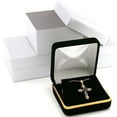 thumbnail image 1 of 3 Black Velvet Necklace Pendant Gift Boxes With Brass Trim, 1 of 2