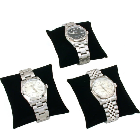 3 Black Velvet Watch & Bracelet Pillow Jewelry Displays