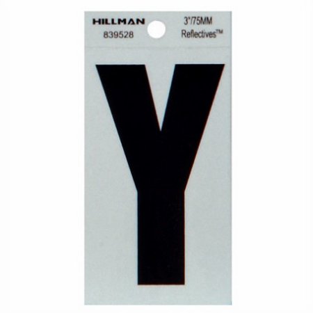 3" Black letter on reflective adhesive mylar silver background letter, Each