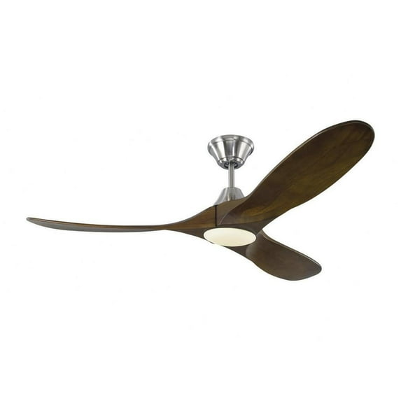 3 Blade 52 inch Ceiling Fan with Light Kit-Brushed Steel Finish-Dark Walnut Blade Color Bailey Street Home 96-Bel-3087743
