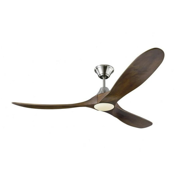 3 Blade 60 inch Ceiling Fan with Light Kit-Brushed Steel Finish-Dark Walnut Blade Color Bailey Street Home 96-Bel-3087749