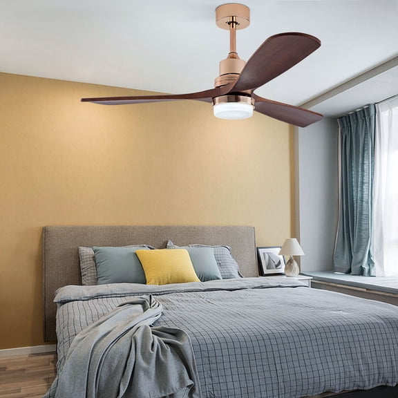 3-Blade Ceiling Fan, 47.2*19.7in Brown/Gold, 36-48W LED & 250ft Coverage, for Dining Rooms, Kitchens