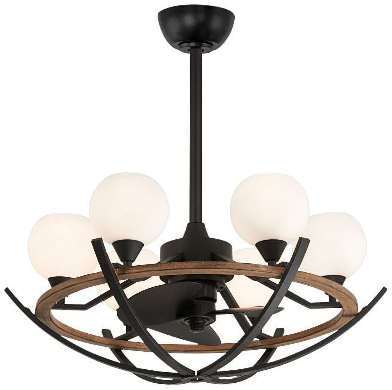 Coal and Opal Glass 30-Inch Chandelier Ceiling Fan with Remote
