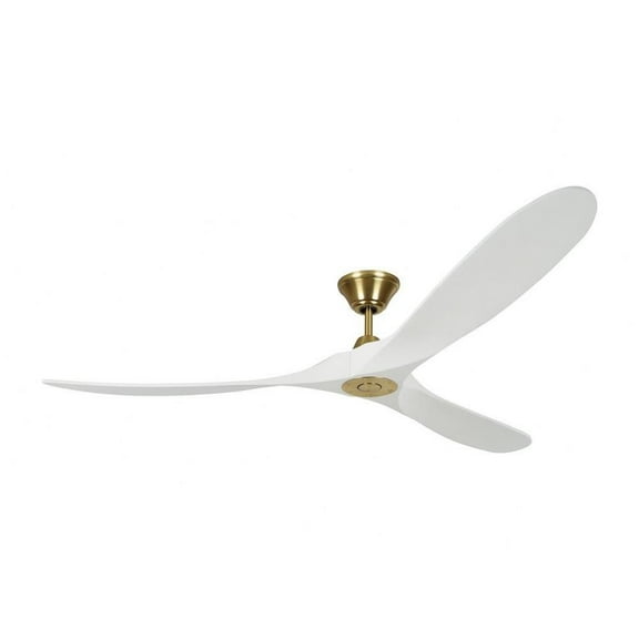 3 Blade Ceiling Fan with Handheld Control in Contemporary Style 70 inches Wide By 11.7 inches High-Burnished Brass Finish-Matte White Blade Color