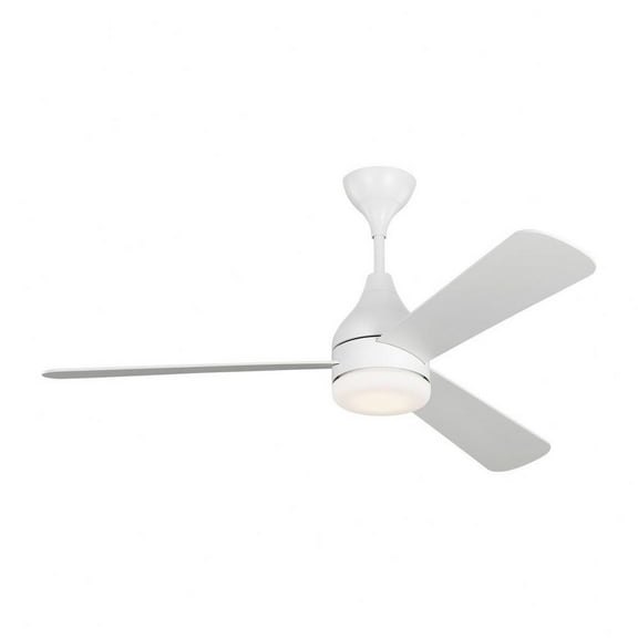 3 Blade Ceiling Fan with Light Kit and Remote Control in Modern Style-17.9 inches Tall and 52 inches Wide-Matte White Finish Bailey Street Home