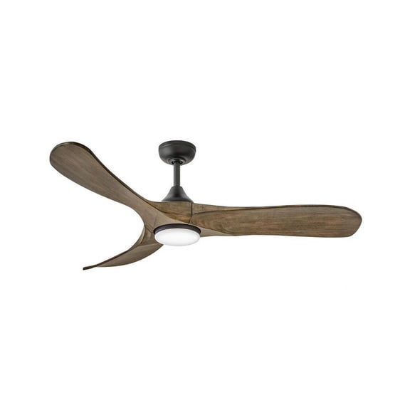 3 Blade Ceiling Fan with Light Kit in Modern Style-15 inches Tall and 56 inches Wide-Matte Black Finish-Driftwood Blade Color Bailey Street Home