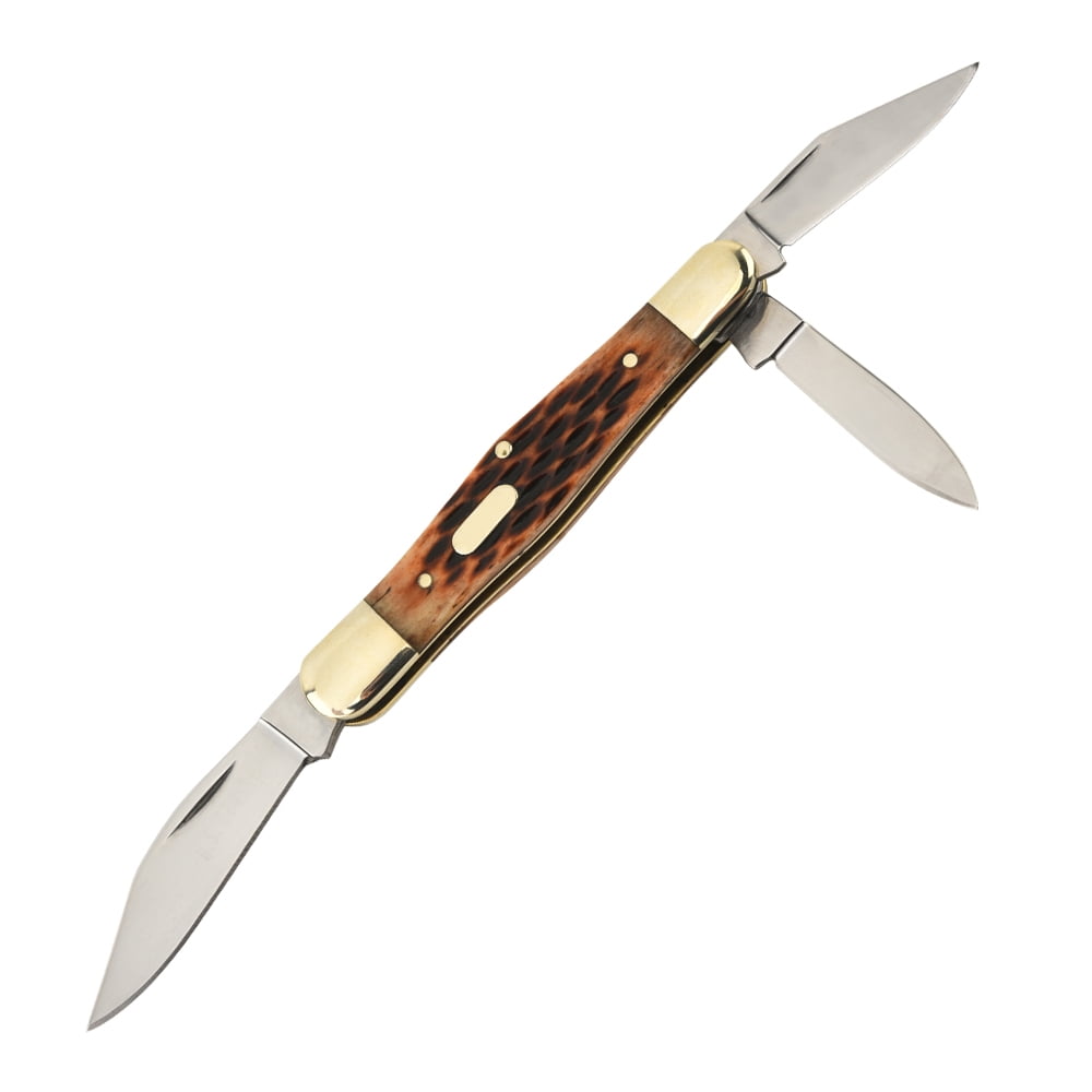 3-Blade Cow Bone Outdoor Folding Knife - Ideal for Camping & Emergencies