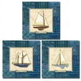 thumbnail image 1 of 3 Blue Sailboat Art Prints Sailing Themed Nautical Ocean Decor; Three 8X8in Mounted Prints; Ready to hang!, 1 of 1