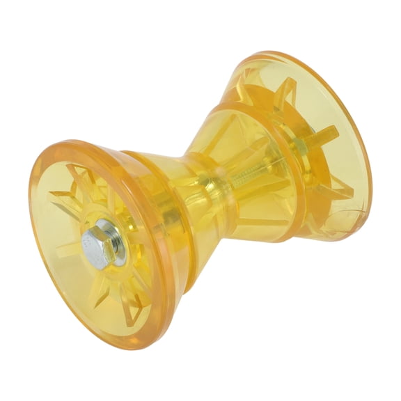 3" Boat Bow Trailer Roller with End Bells & 1/2 Inch Shaft, Bow Stop Bell Roller fits 3 Inch Wide Bracket, P-VC Material, Yellow