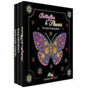 3 Book Set of Butterflies and Flowers, Henna, and Landmarks Adult Coloring Books