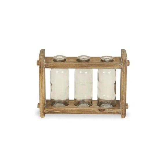 3 Bottle Decor with Wooden Rack