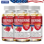 3 BottleMENXI Berberine Extract Capsules,High Potency Berberine HCl Extract Supplement, Concentrated Berberine 1200mg Supplements,Gluten Free & Non-GMO