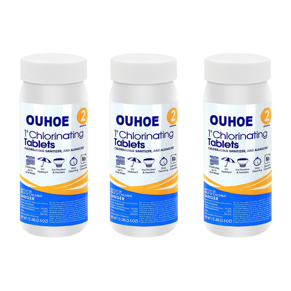 3 Bottles 100Pcs Swimming Pool Cleaning Tablets, Chlorine Tablets Use