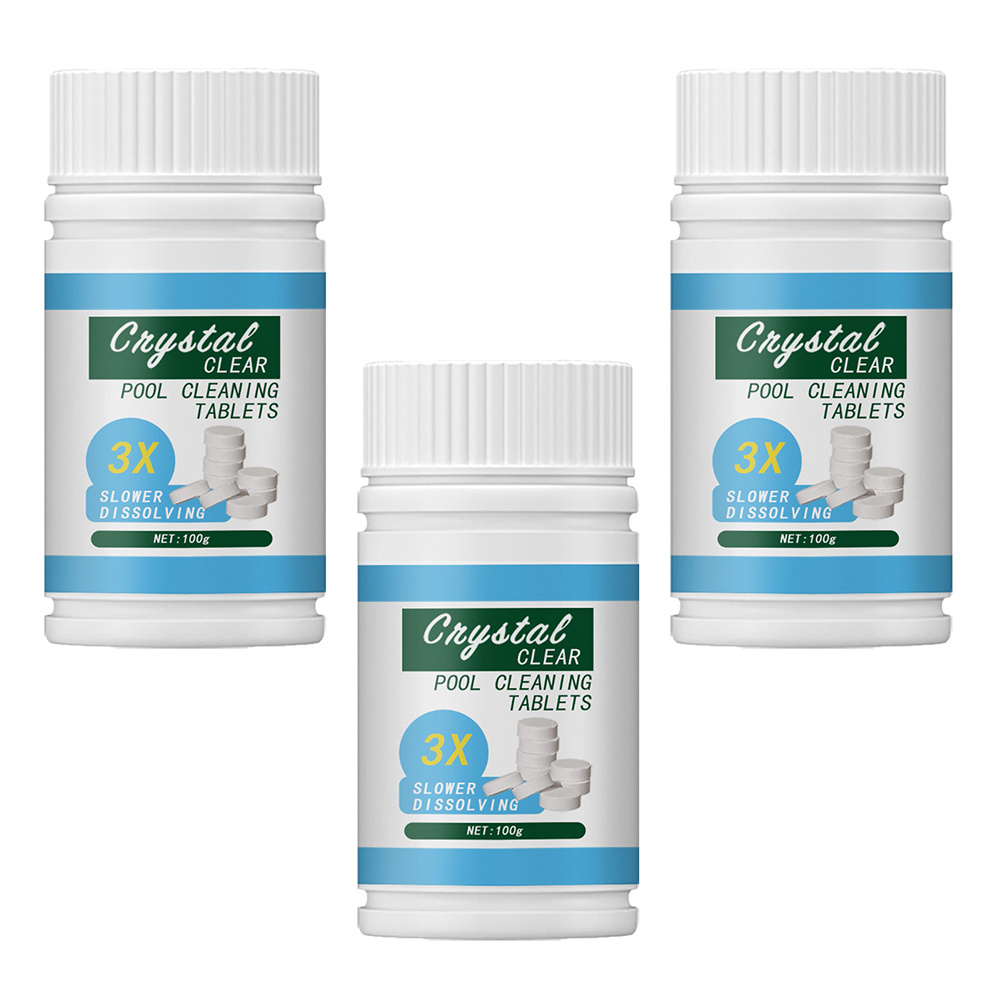 3 Bottles 100Pcs Swimming Pool Cleaning Tablets, Chlorine Tablets Use