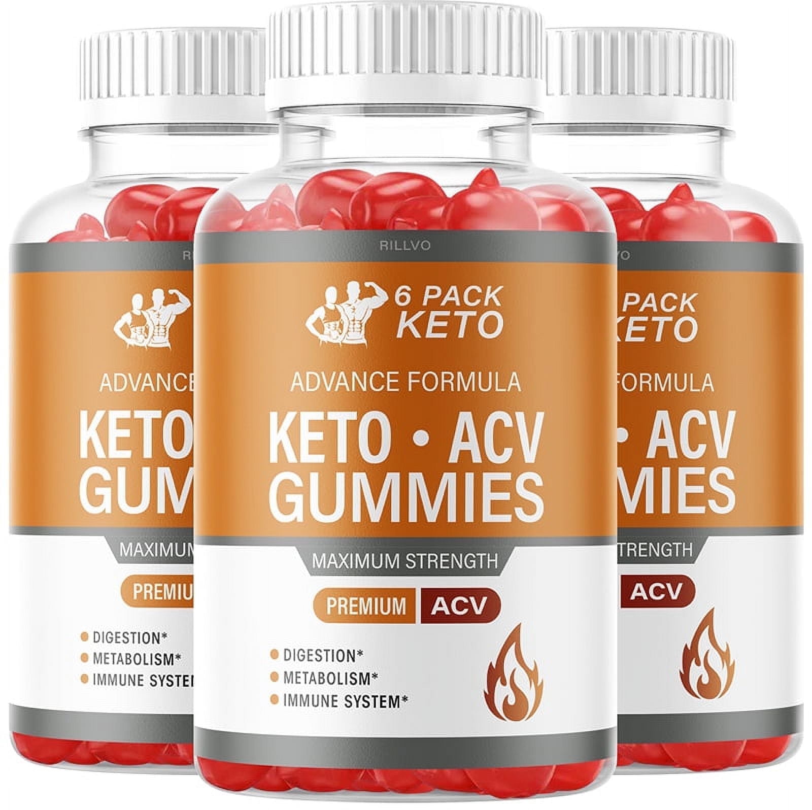 (3 Bottles) 6 Pack Keto ACV Gummies Advanced Formula 6 Pack Keto Gummies (180 Gummies)