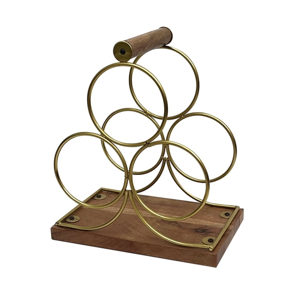 3 Bottles Freestanding Tabletop Wine Holder, Countertop Wine Rack, Perfect for Home Decor & Kitchen Storage Rack, Bar,Wine Cellar, Cabinet, Pantry, Drink Organizer Bottle Holder, Gold finish WH-02GLD