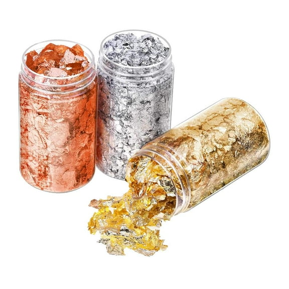 3 Bottles Gold Flakes for Resin, 29g/Bottle Gold Foil Flakes Imitation Leaf Flakes for Resin Jewelry Making, Nails, Painting, Crafts, Slime