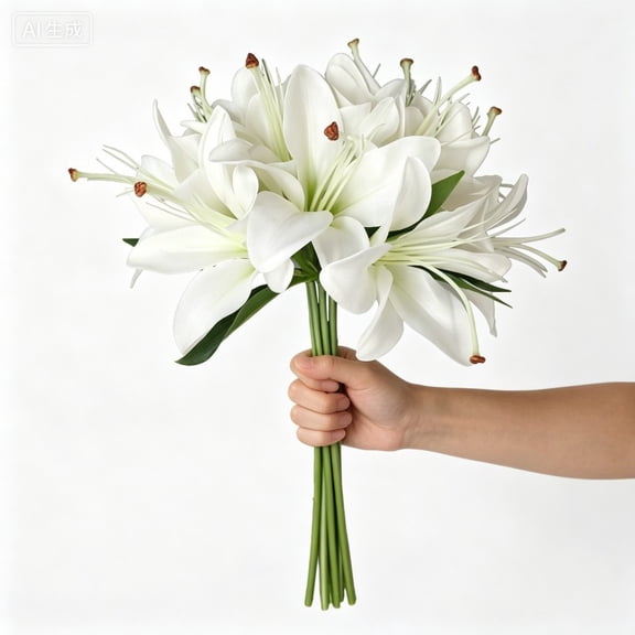 3 Bouquets Artificial Lily Flowers 18PCS Fake Silk Flowers Tiger Lily Faux Flowers for Floral Arrangement Wedding Party Decor Home Easter Mother's Day Decor(White)