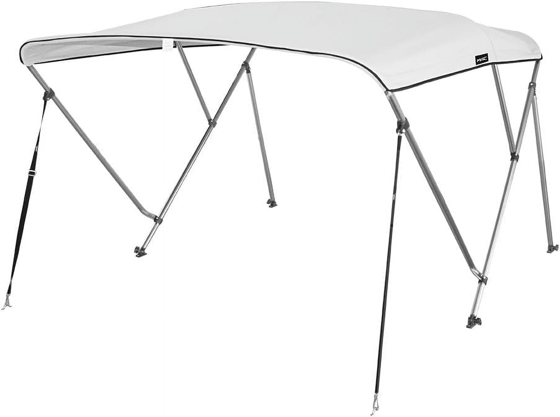 3 Bow Bimini Top Boat Cover with Rear Support Pole and Storage Boot (White, 3 Bow 6