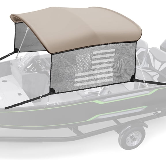 3 Bow Bimini Top Cover Canopy Boats 67"-78" W Replacement w/ Detachable Mesh Sidewalls 600D Canvas Waterproof Sun Shade Without Frame