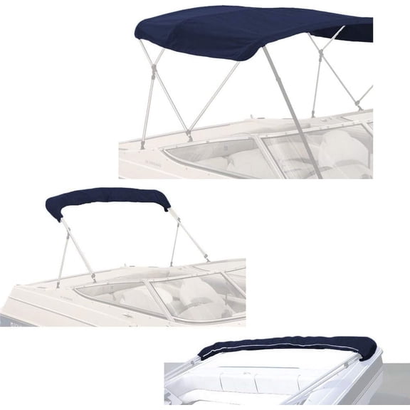 3 Bow Bimini Top Replacement Canvas Cover, Durable Marine Grade Canvas Boat Canopy with Storage Boot/Without Frame,3 Bow 72" L 79"-84" W Navy Color