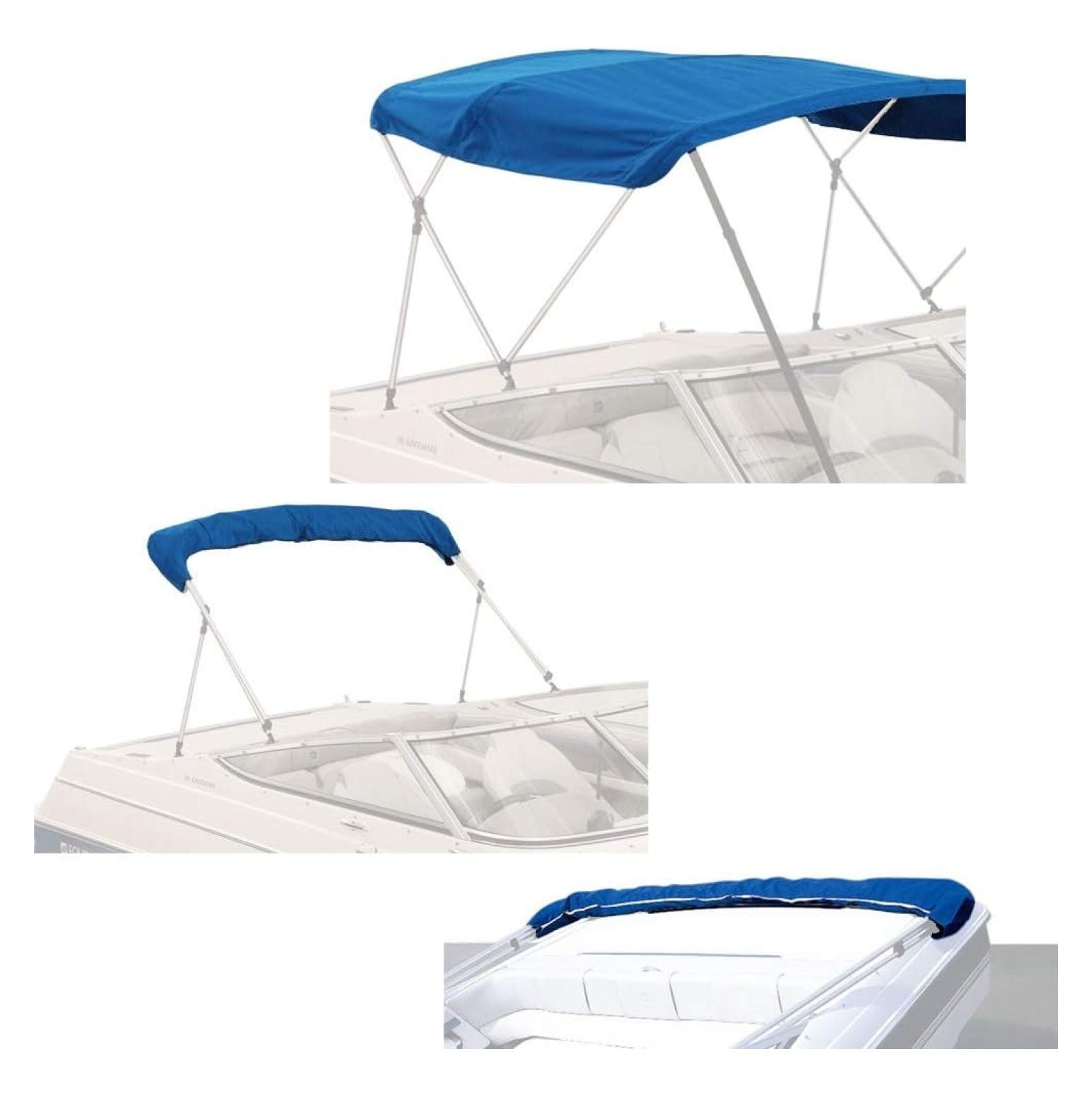 Bimini Top Replacement Canvas With Storage Boot - 6' Length, 54-60" Width, Waterproof 900D Fabric, Zipper Sleeve, Light Hole