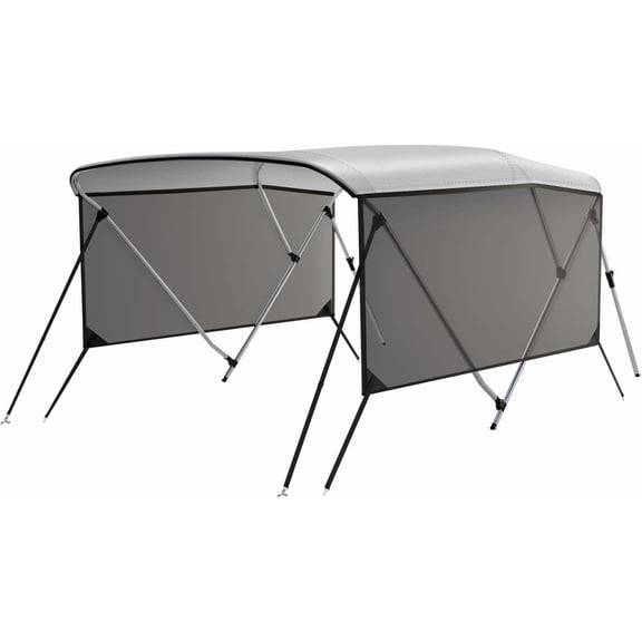 3 Bow Bimini Top for Boats 6 Ft Lx46 In H Heavy Duty Marine Canvas Sun Shade with Mesh Side Panels Aluminum Frame