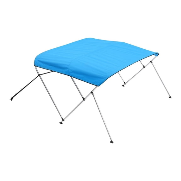 3 Bow Boat Bimini Tops, 6' Boat Sun Shade Canopy, 600D Polyester, Aluminum Frame, Waterproof Awning, w/Storage Bag & Straps, Pacific Blue