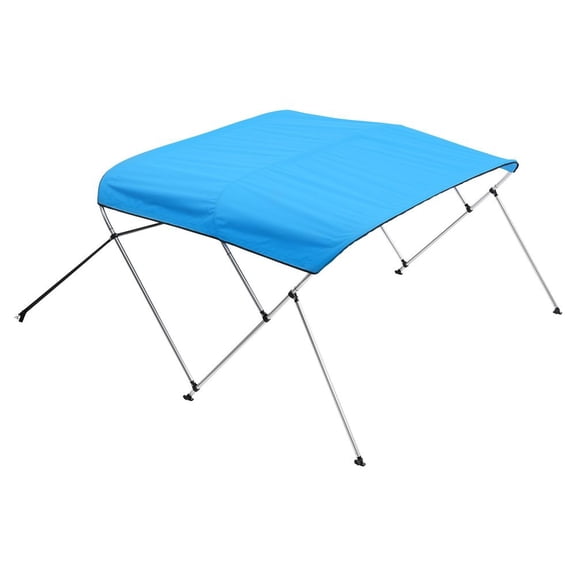 3 Bow Boat Bimini Tops, 600D Polyester Canopy with Aluminum Alloy Frame, Waterproof & Sun Shade Boat Awning Canopy with Storage Bag, 2 Support Poles, 4 Straps, 72"Lx(79"-84")Wx46"H, Pacific Blue