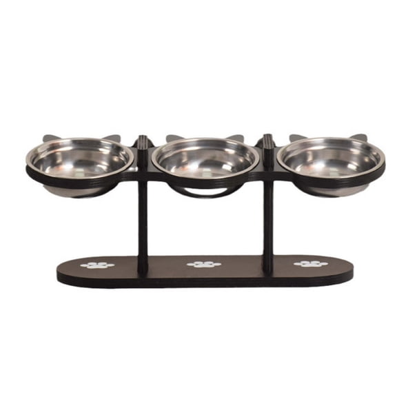3-Bowl Elevated Pet Feeder 15 Tilted Stainless Steel Cat And Dog Feeding Station Raised Dish Rack For Indoor Use
