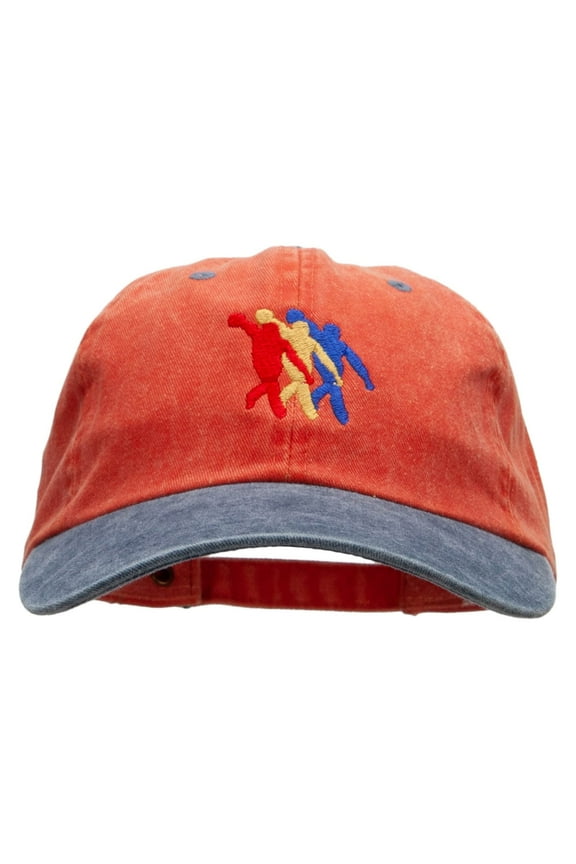 3 Bowlers Embroidered Pigment Dyed Wash Cap - Orange Navy OSFM