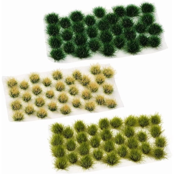 3 Box 96Pcs Landscape Tufts Model Train Grass Shrubs Plastic Bush Miniature Layout Scenery Static Green Diorama Table Wargaming Vegetation Diorama Set for DIY Decoration Crafting Supplies