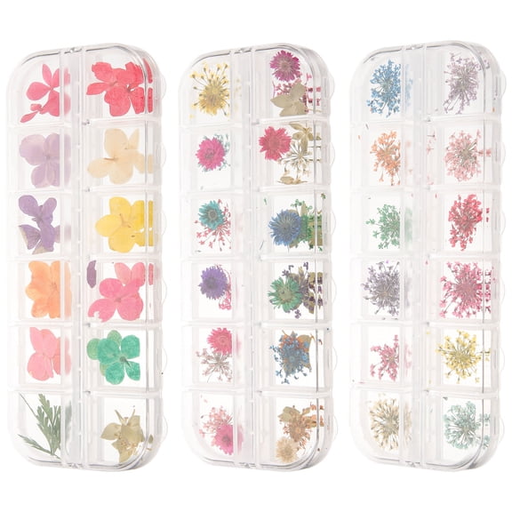 3 Boxes Epoxy Filled Dried Flower Charms for Crafts, Paper Magnets, Bookmarks, Shower