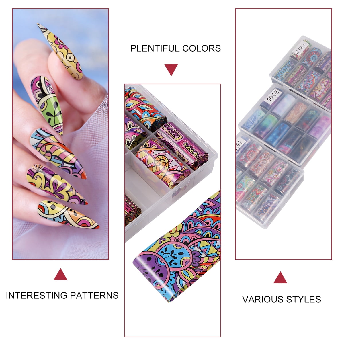3 Box Nail Decal Manicure Stickers Art Transfer Paper Decals Polish ...