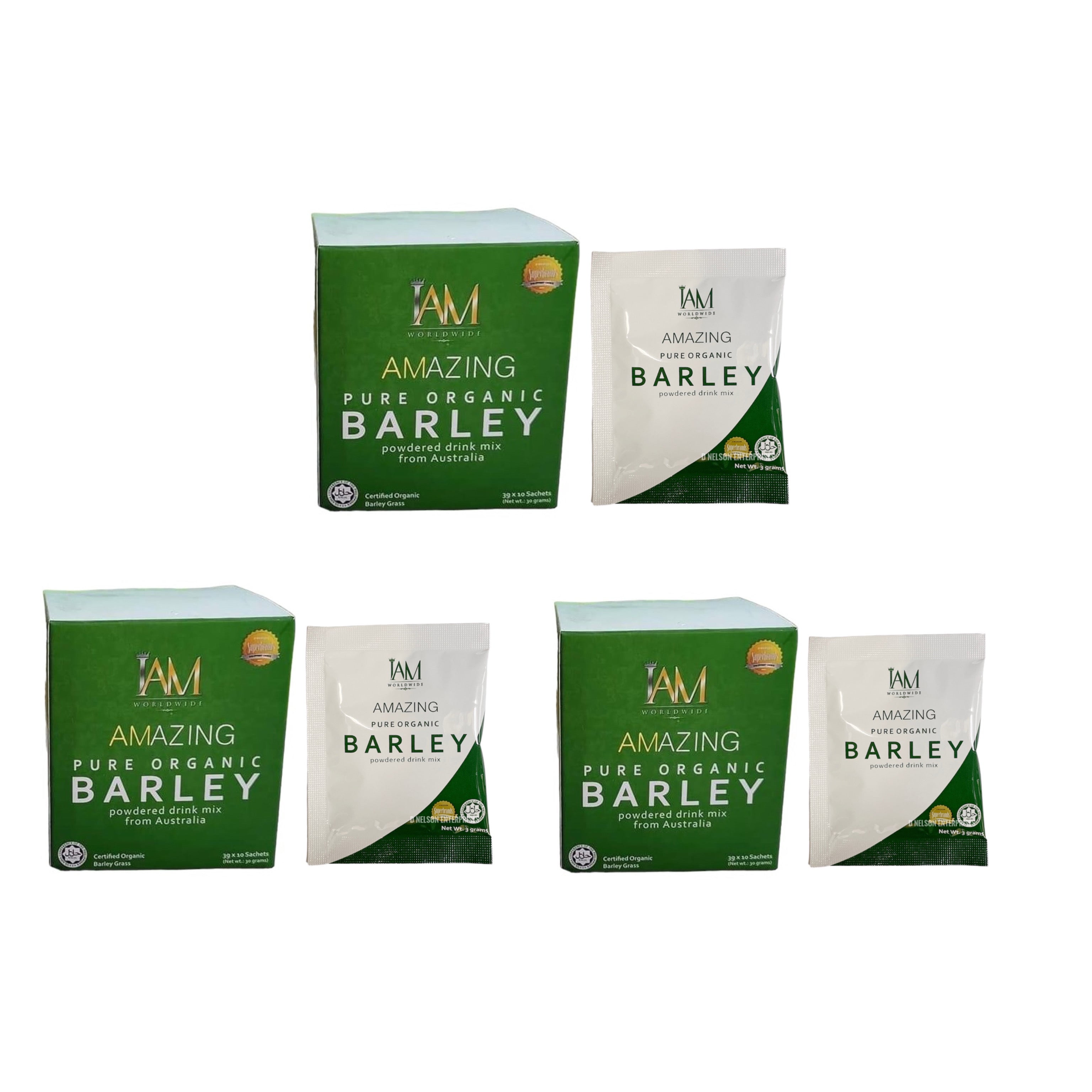 3 Boxes IAM Worldwide Amazing Pure Organic Barley Powdered Drink Mix